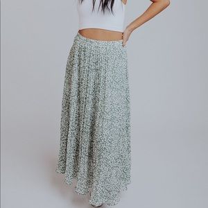 Clad & Cloth - Sage Pleated Midi Skirt